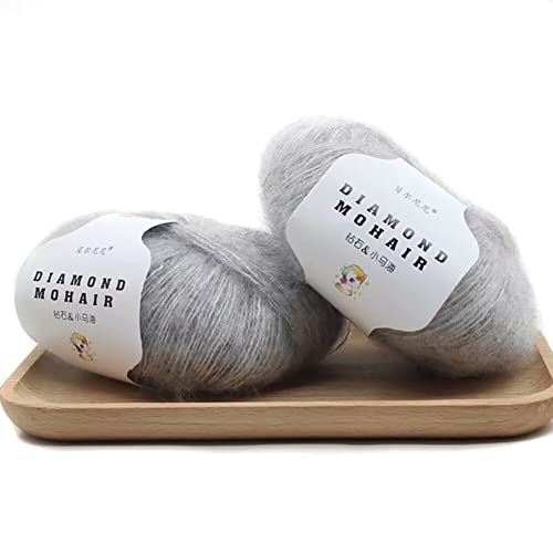 Mohair Garn zum Stricken und Häkeln – 2 x 25 g Knäuel Mohair Woll Strickgarn weiches flauschiges Häkel Wollgarn für selbstgemachte Hüte Pullover Schals Stricken Basteln von BakerMiche