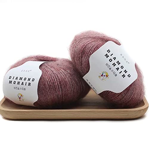 Mohair Garn zum Stricken und Häkeln – 2 x 25 g Knäuel Mohair Woll Strickgarn weiches flauschiges Häkel Wollgarn für selbstgemachte Hüte Pullover Schals Stricken Basteln von BakerMiche