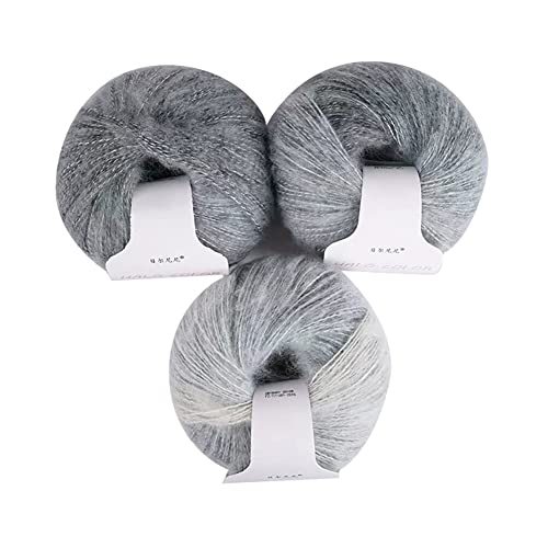 Mohair Strickgarn – 3 x 30 g superweiches Häkel Wollgarn mehrfarbig flauschiges Mohair Woll Strickgarn zum Handstricken Häkeln Hüten Pullovern Schals von BakerMiche