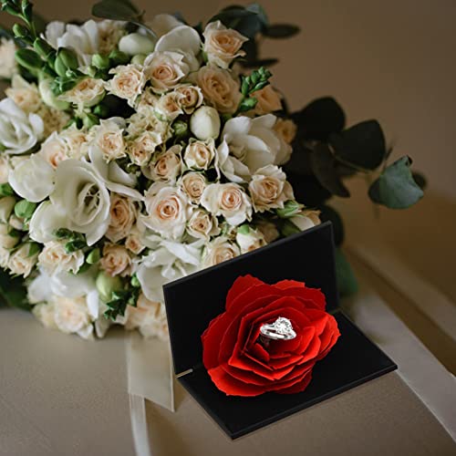 3D Dreidimensionaler Rose Ringschachtel Ring Box Rose Blume Valentinstag Rose Ringschachtel Schmuckschatullen Geschenkbox Ehering Box Schmuckkästchen fürRing Halskette Anhänger Hochzeit Verlobungsring von Bakermiche