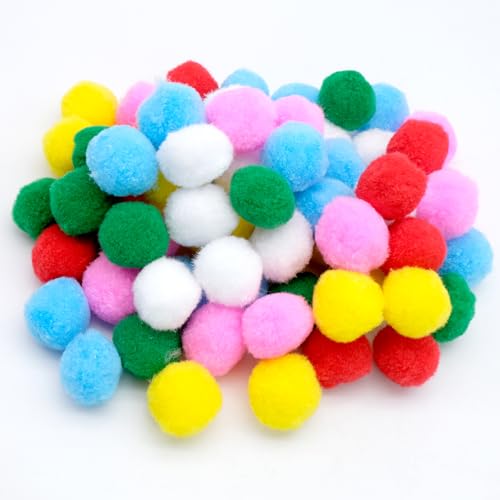 100 Stück Pompons zum Basteln, 4cm Bunt Groß Pompons für DIY Kreative Handwerk, Pompons Deko Ostern Weihnachten Kinder (6 Farben) von Bakiauli