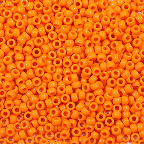 1000 Stück 6X9mm Bunte Perlen Zum Auffädeln Großes Loch Acryl Bastelperlen Orange Farbe Pony Beads für Halsketten Armbänder Schmuckherstellung (Orange) von Bala&Fillic