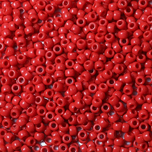 1000 Stück 6X9mm Bunte Perlen Zum Auffädeln Großes Loch Acryl Bastelperlen Rot Farbe Pony Perlen für Halsketten Armbänder Schmuckherstellung (Rot) von Bala&Fillic