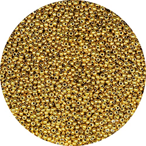 Bala&Fillic 2mm Round Size Uniform Seed Beads 9000pcs/100 Grams in Bag, 12/0 Golden Seed Beads Small Craft Seed Beads for Making Jewelry Earring Bracelets necklace (Golden) von Bala&Fillic