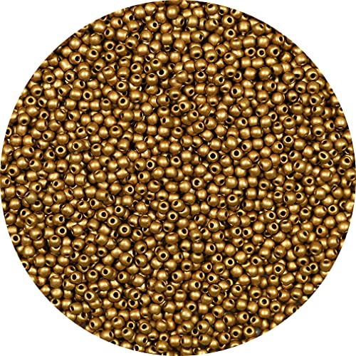 Bala&Fillic 2mm Round Size Uniform Seed Beads 9000pcs/100 Grams in Bag, 12/0 Matte Golden Seed Beads Small Craft Seed Beads for Making Jewelry Earring Bracelets necklace (Matte Golden) von Bala&Fillic