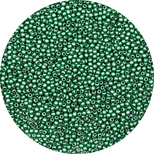 Bala&Fillic 2mm Round Size Uniform Seed Beads 9000pcs/100 Grams in Bag, 12/0 Matte Green Seed Beads Small Craft Seed Beads for Making Jewelry Earring Bracelets necklace (Matte Green) von Bala&Fillic