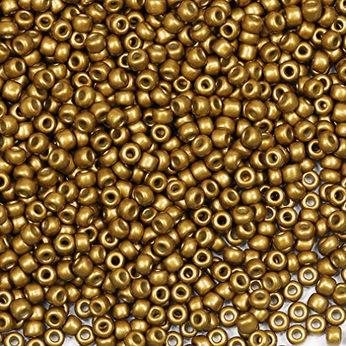 Bala&Fillic Matte Golden Farbe 3mm Perlen zum Auffädeln 3600Stücke/100Gramm,8/0 Glasperlen zur Herstellung Schmuck, Armbändern, Halsketten und Ohrringen (Matte Golden) von Bala&Fillic