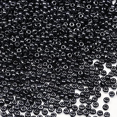 Bala&Fillic Schwarz perlend Farbe 3mm Perlen zum Auffädeln 3600Stücke/100Gramm,8/0 Glasperlen zur Herstellung Schmuck, Armbändern, Halsketten und Ohrringen (Schwarz perlend) von Bala&Fillic