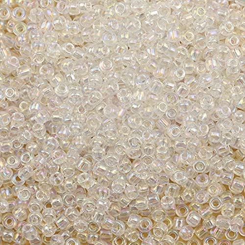Bala&Fillic Blickdichte Raibow-Perlen, transparent, 3 mm, ca. 3600 Stück/100 g im Beutel, 8/0 Glasperlen für die Herstellung von Armband und Halskette (Raibow Clear) von Bala&Fillic
