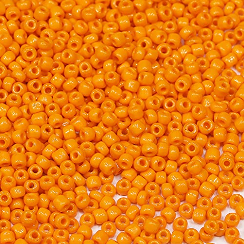 Bala&Fillic Blickdichte orangefarbene 3 mm Rocailles-Perlen, ca. 3600 Stück/100 g im Beutel, 8/0 Glasperlen für die Herstellung von Armband und Halskette (orange) von Bala&Fillic