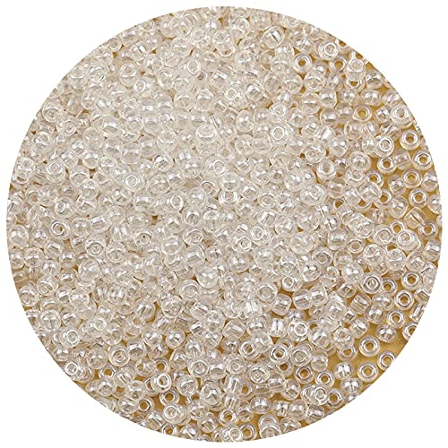 Bala&Fillic Crystal Pearl Color 4mm Seed Beads About 1200pcs/100Grams in Bag, 6/0 Glass Craft Beads for Making Bracelet and Necklace (Crystal Pearl) von Bala&Fillic