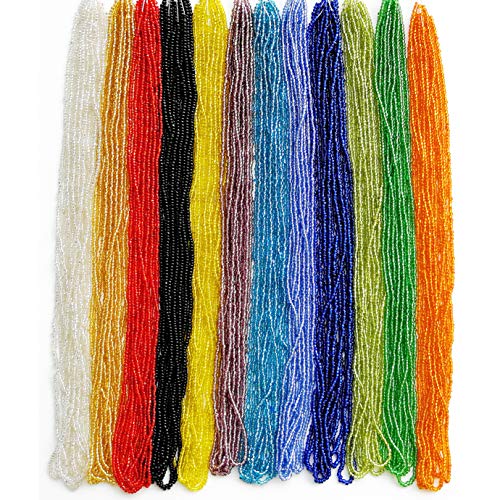 Bala&Fillic Glass Seed Beads 1 Hank 3 Meters (12 String Hanks,Total 12 colors) Glass Silver Lined Seed Beads Hank String von Bala&Fillic
