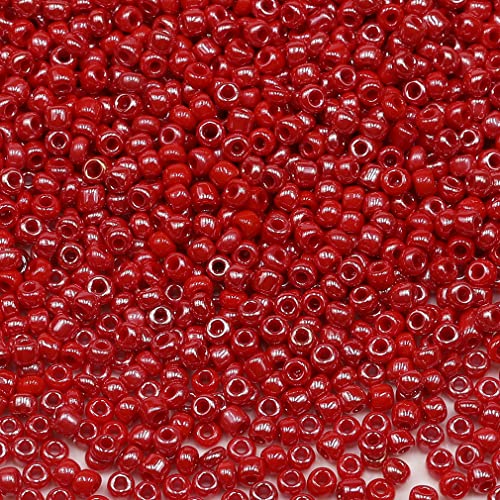 Bala&Fillic Red Pearl Color 3mm Seed Beads About 3600pcs/100Grams in Bag, 8/0 Glass Craft Beads for Making Bracelet Necklace Earring(Red Pearl) von Bala&Fillic
