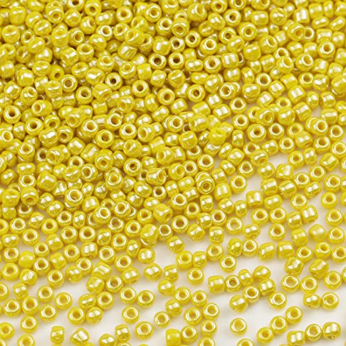Bala&Fillic Rocailles-Perlen, 3 mm, Perlen, Gelb, 3600 Stück/100 g, 8/0 Glasperlen für die Herstellung von Armbändern, Halsketten und Ohrringen (Gelbe Perle) von Bala&Fillic