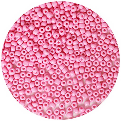 Bala&Fillic Rosa Farbe 4mm Perlen zum Auffädeln 1200Stücke/100Gramm,6/0 Glasperlen zur Herstellung von Armbändern, Halsketten und Ohrringen (Rosa) von Bala&Fillic