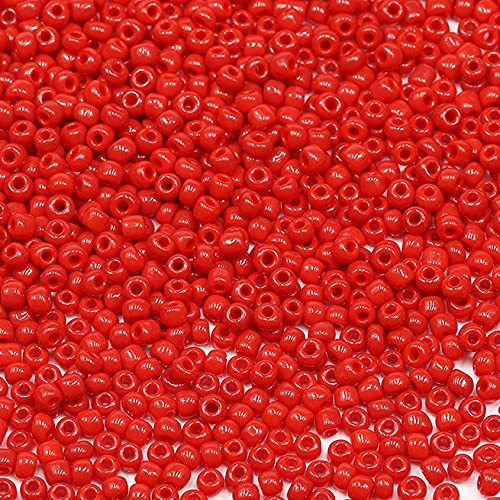 Bala&Fillic Rot Farbe 3mm Perlen zum Auffädeln 3600Stücke/100Gramm,8/0 Glasperlen zur Herstellung von Armbändern, Halsketten und Ohrringen (Rot) von Bala&Fillic