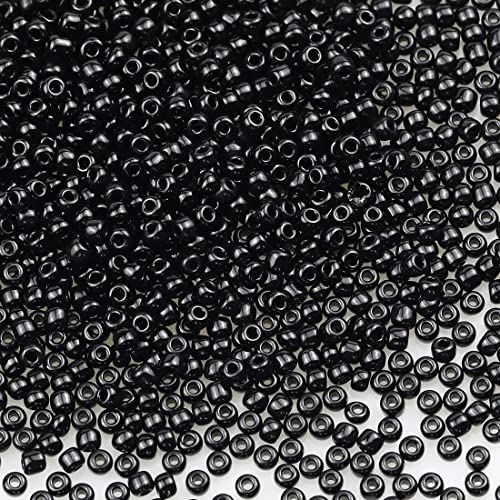 Bala&Fillic Schwarz Farbe 3mm Perlen zum Auffädeln 3600Stücke/100Gramm,8/0 Glasperlen zur Herstellung Schmuck, Armbändern, Halsketten und Ohrringen (Schwarz) von Bala&Fillic