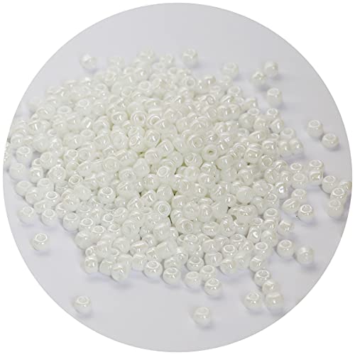 Bala&Fillic Weiße Perle Farbe 4mm Perlen zum Auffädeln 1200Stücke/100Gramm,6/0 Glasperlen zur Herstellung von Armbändern, Halsketten und Ohrringen (Weiße Perle) von Bala&Fillic