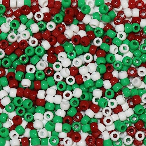 Weihnachtsfarben gemischt Acryl Pony Perlen mit glatter Oberfläche Größe 6x9mm, 1000 Perlen Bulk in Bag von Bala&Fillic