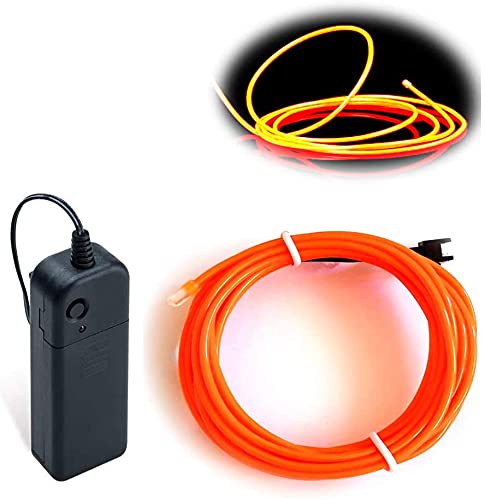 Balabaxer EL-Draht, 3 m, Neonlichter, Rauschunterdrückung, tragbar, Neonleuchtend, Stroboskop, Elektrolumineszenzdraht für Partys, Halloween, DIY-Dekoration (Orange, 3 m) von Balabaxer