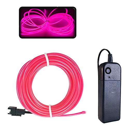 Balabaxer RosaEL Draht, 3M Neon Kabel Mit Batterie Trafo, Leuchtet Electroluminescent, für Partys, Halloween. von Balabaxer