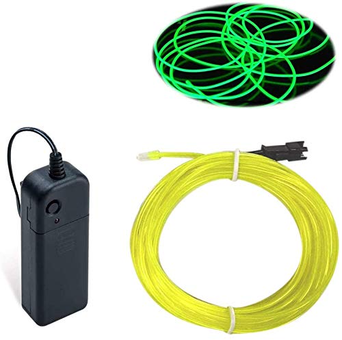 EL-Draht, 5M Neon Kabel Mit Batterie Trafo, Leuchtet Electroluminescent für Partys, Halloween, Schwarzlichtläufe, DIY-Dekoration (fluoreszierendes Grün) von Balabaxer