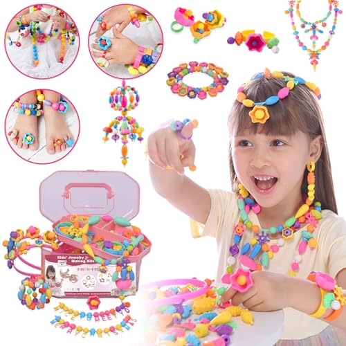 Balakaka Perlensets für Mädchen Geburtstag, 600pcs Armbänder Selber Machen DIY Bunte Perlen Set, Perlen Zum Auffädeln Kinder Schmuck für Mädchen ab 3-8 Jahre von Balakaka