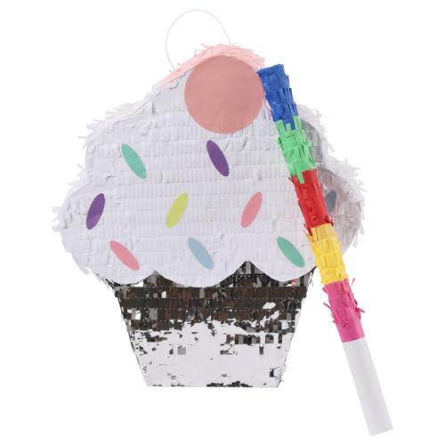 Eiscreme Geburtstag Pinata Cupcake Donut Kuchen Eiswaffel Pinata Kleine Zugschnur Pinata mit Stab Augenmaske für Kinder Mädchen Geburtstag Party Babyparty Spiele Deko von Balider