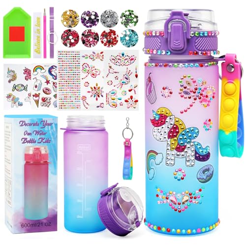 Ballery Geschenke für Mädchen 5-6-7-8-9 Jahre, Trinkflasche Bastelset Kinder ab 6 8 10 11 Jahre DIY Wasserflasche Basteln Diamond Painting Kinder Geburtstag Spielzeug Mädchen von Ballery