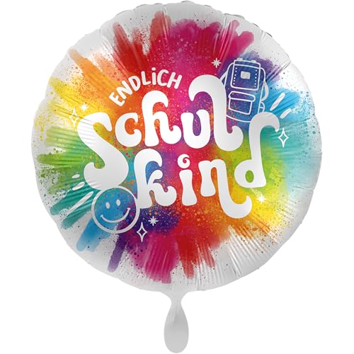 balloha Folienballon Farbenfrohe Einschulung (33 cm) - Deko Luftballon. Schulkind 2024, Erster Schultag, Schulstart Mädchen Jungen, Schuleinführung von Balloha