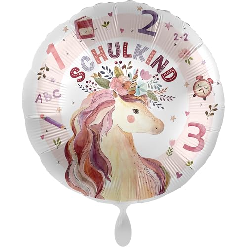 balloha Folienballon Schulkind Einhorn (33 cm) - Deko Luftballon. Schulkind 2024, Erster Schultag, Schulstart Mädchen Jungen, Schuleinführung, Einhornballon von Balloha