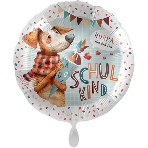 balloha Folienballon Schulkind Hund (33 cm) - Deko Luftballon. Schulkind 2024, Erster Schultag, Schulstart Mädchen Jungen, Schuleinführung, Hundeballon von Balloha