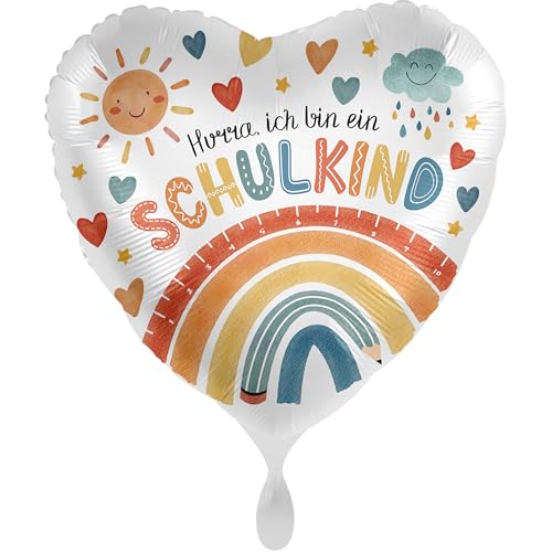 balloha Folienballon Schulkind Regenbogen (33 cm) - Deko Luftballon. Schulkind 2024, Erster Schultag, Schulstart Mädchen Jungen, Schuleinführung von Balloha