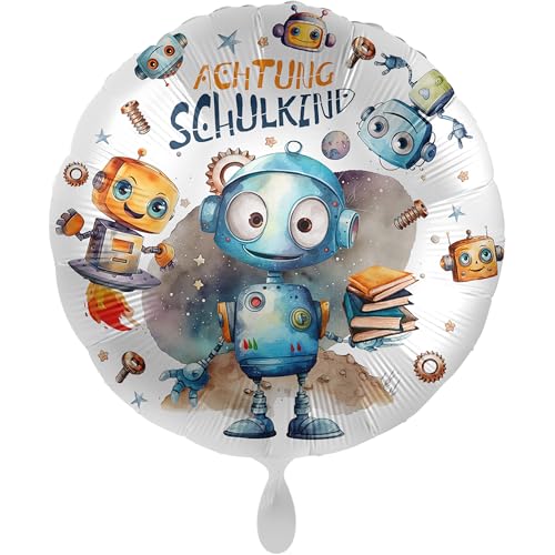 balloha Folienballon Schulkind Roboter (33 cm) - Deko Luftballon. Schulkind 2024, Erster Schultag, Schulstart Mädchen Jungen, Schuleinführung, Roboter von Balloha