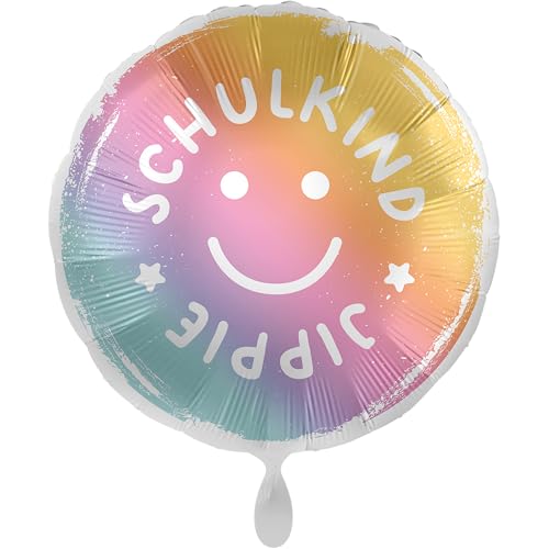 balloha Folienballon Schulkind Smile (33 cm) - Deko Luftballon. Schulkind 2024, Erster Schultag, Schulstart Mädchen Jungen, Schuleinführung von Balloha