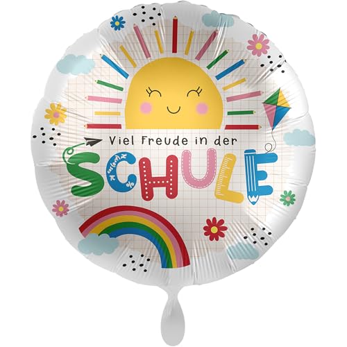 balloha Folienballon Sonniger Schulanfang (33 cm) - Deko Luftballon. Schulkind 2024, Erster Schultag, Schulstart Mädchen Jungen, Schuleinführung von Balloha