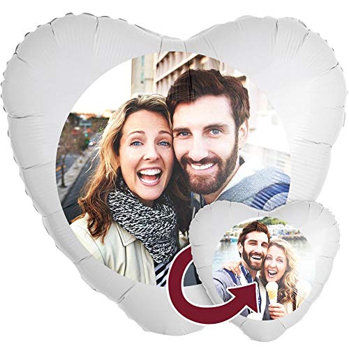 Personalisierter Foto-Ballon 35cm Herz als Geschenkidee und Überraschung heliumgefüllt 2-Seitig Bedruckt von Ballongruesse.de