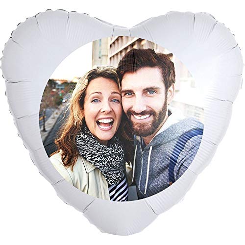 Ballongruesse.de Personalisierter Foto-Ballon Herz 35cm zum selbst gestalten als Geschenkidee und Überraschung heliumgefüllt von Ballongruesse.de