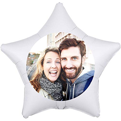 Ballongruesse.de Personalisierter Foto-Ballon Stern 40cm zum selbst gestalten als Geschenkidee und Überraschung heliumgefüllt von Ballongruesse.de