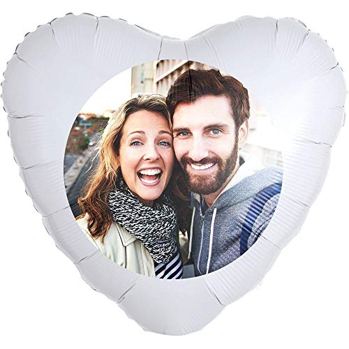 Personalisierter Foto-Ballon Herz Geschenkidee und Überraschung heliumgefüllt Weiß von Ballongruesse.de