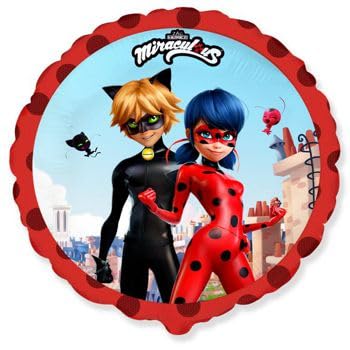 Ballonim® Cat Noir & Ladybug rund 45 cm Folienballon Party DekorationGeburtstag von Ballonim