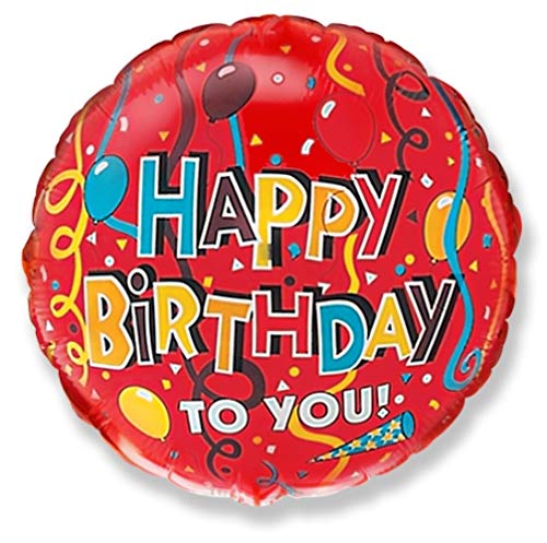 Ballonim® Happy Birthday To You rund Luftballons 45 cm Folienballon Geburtstag xxl Ballon von Ballonim