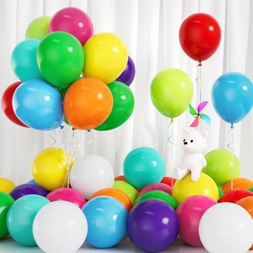 Luftballons Bunt, 30 Stück Ballons Rot Orange Gelb Grün Blau Lila Rose Rot Weiß Party Luftballon Mädchen Junge Kinder Geburtstag Jubiläum Abschlussfeier Babyparty Hochzeit Verlobungs Braut Dusche Deko von Balloon Dance