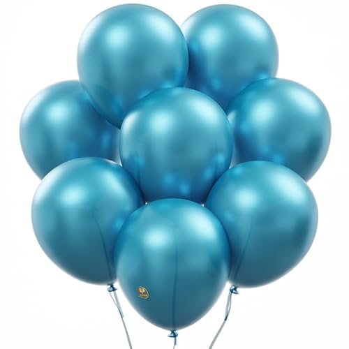 AFTERLOON® biologisch abbaubare Luftballons, 50 Stück, Perlglanz-Blaugrün, 25,4 cm, Perlglanz, verdickt, extra stark, Latex-Heliumschwimmer für Babyparty, Geschlechtsoffenbarung, Girlande, Hochzeit, von Balloon Red