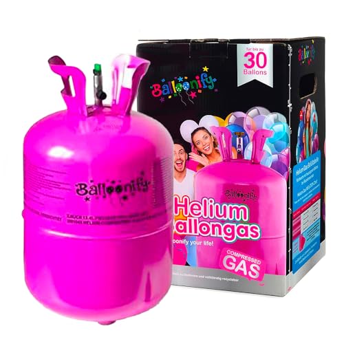BALLOONIFY Helium Gasflasche 0,20m³ Helium für 30 Luftballons, Einwegflasche mit Heliumgas, deal für Geburtstag, Party, Hochzeit, Folien Luftballons | Einweg Gasflasche recyclebarem von Balloonify