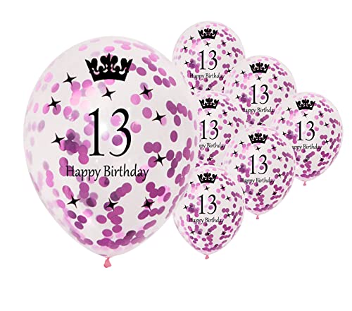 30,5 cm Happy Birthday Konfetti Luftballons Premium Qualität Alter Gedruckt Luftballons Geburtstag Party Dekoration Themen 10 Stück Rosa Farbe 13. Geburtstag von Balloons Hub