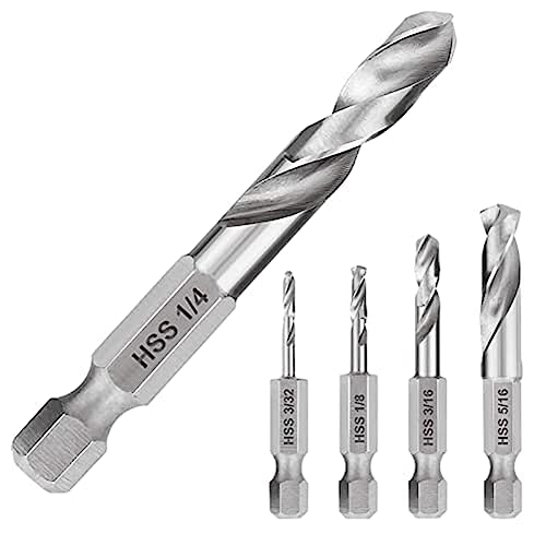 Balrbex 1/4 Sechskantschaft-Bohrer-Set, 5-Teiliges Stubby-Bohrer-Set für Metall, M2-Bohrer mit Kurzer LäNge, Stahl für Schnellwechselfutter von Balrbex