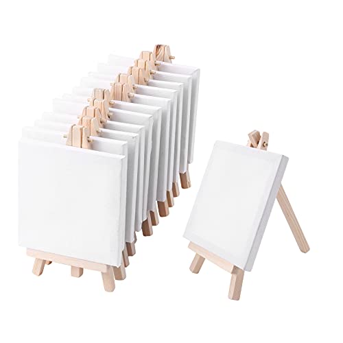 Balrbex 4 x 4 Mini Lein Wand Und 8 x 16 Cm Mini Staffelei Set Malerei Und Malerei Schule Student Kunst Bedarf, 12 Packungen von Balrbex