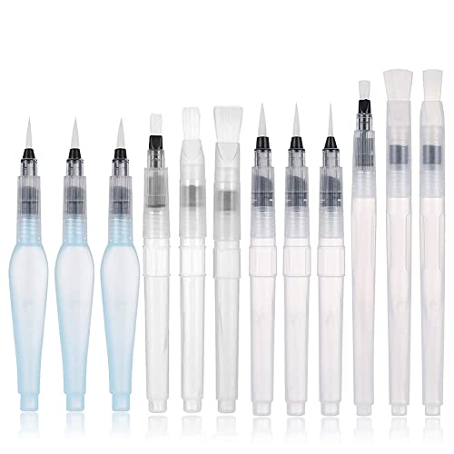 Balrbex Wasserfarben Pinsel Stift Set, 12 StüCke, Wasserpinsel, NachfüLlbar, Aquarellpinsel Stifte für Studenten, Partys, Bastelarbeiten (12 StüCke) von Balrbex