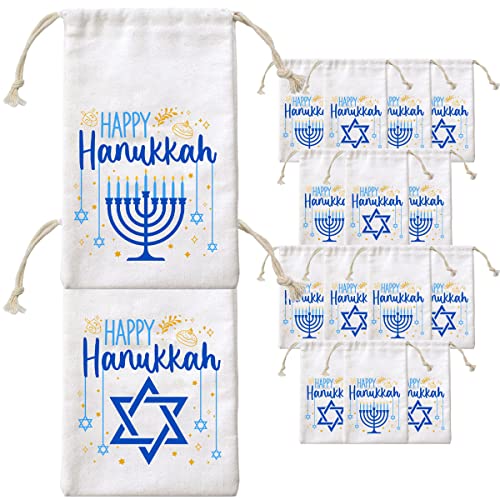 10pcs Chanukka Geschenktasche Glückliche Chanukka Baumwolltaschen 5 * 8inches Chanukka Kordelzug Süßigkeiten Party Dekorationen Chanukka Urlaub Dekorationen für Chanukka Party Hochzeit von Balterever